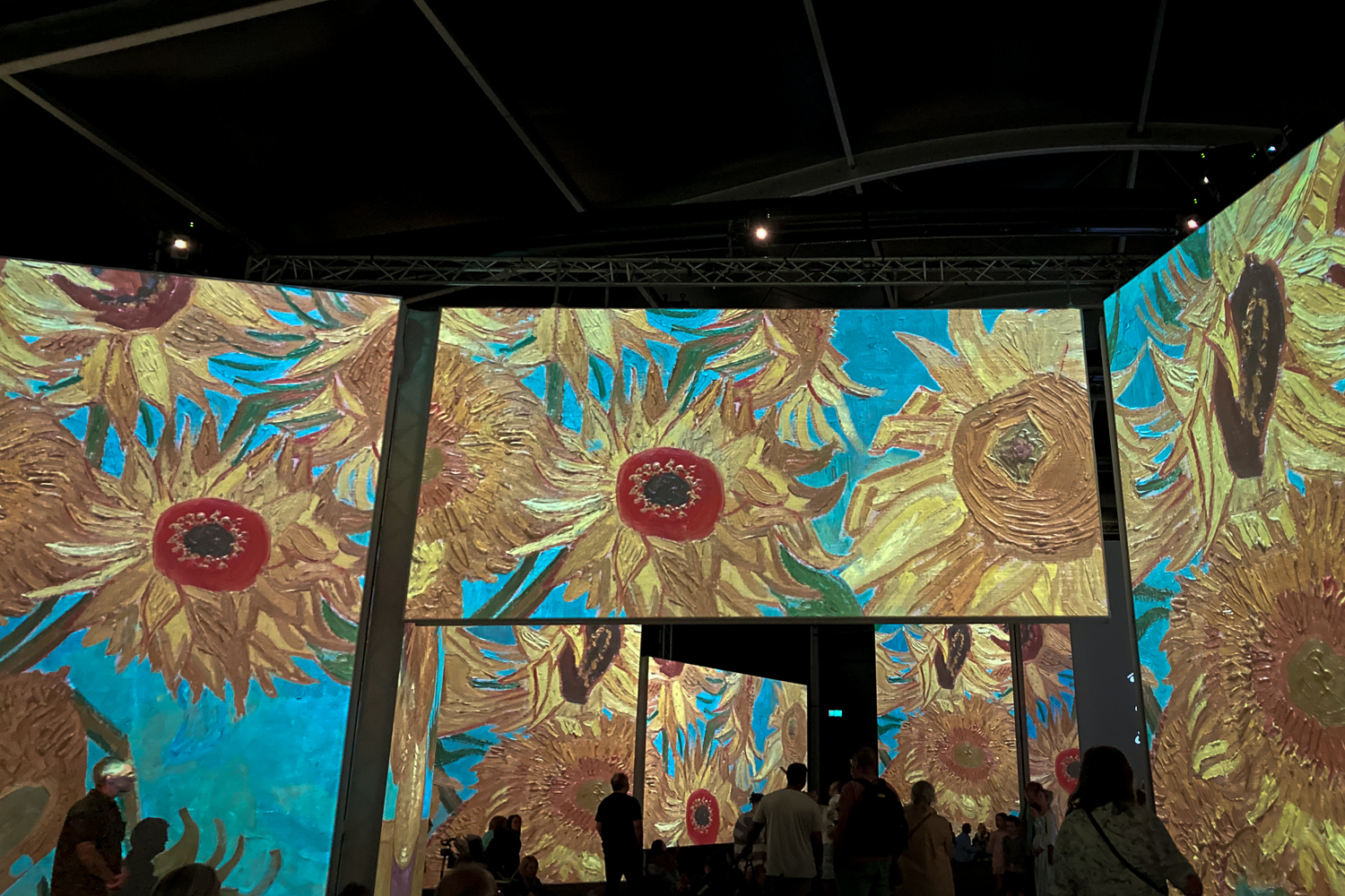 A screen depicting Van Gogh's sunflowers