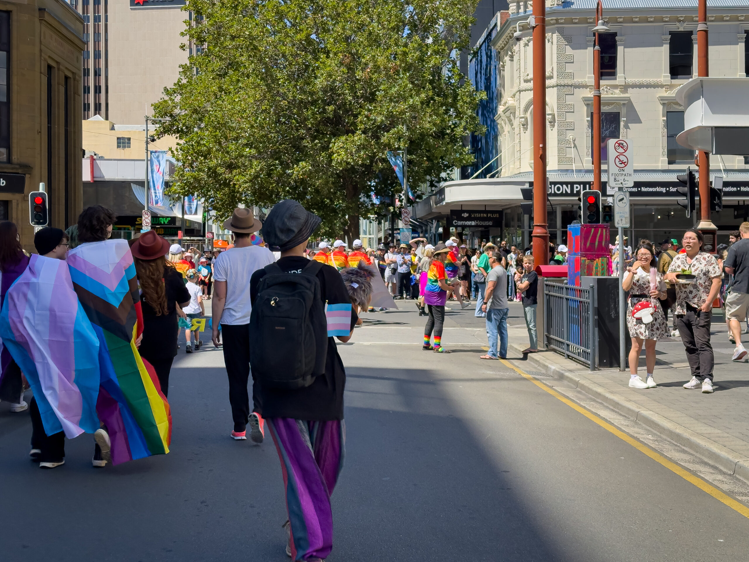 People marching in a street parade