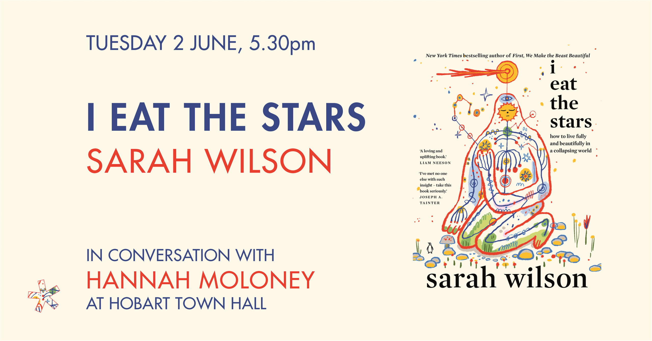 A promotional tile for an event called I Eat The Stars with Sarah Wilson on 2 June