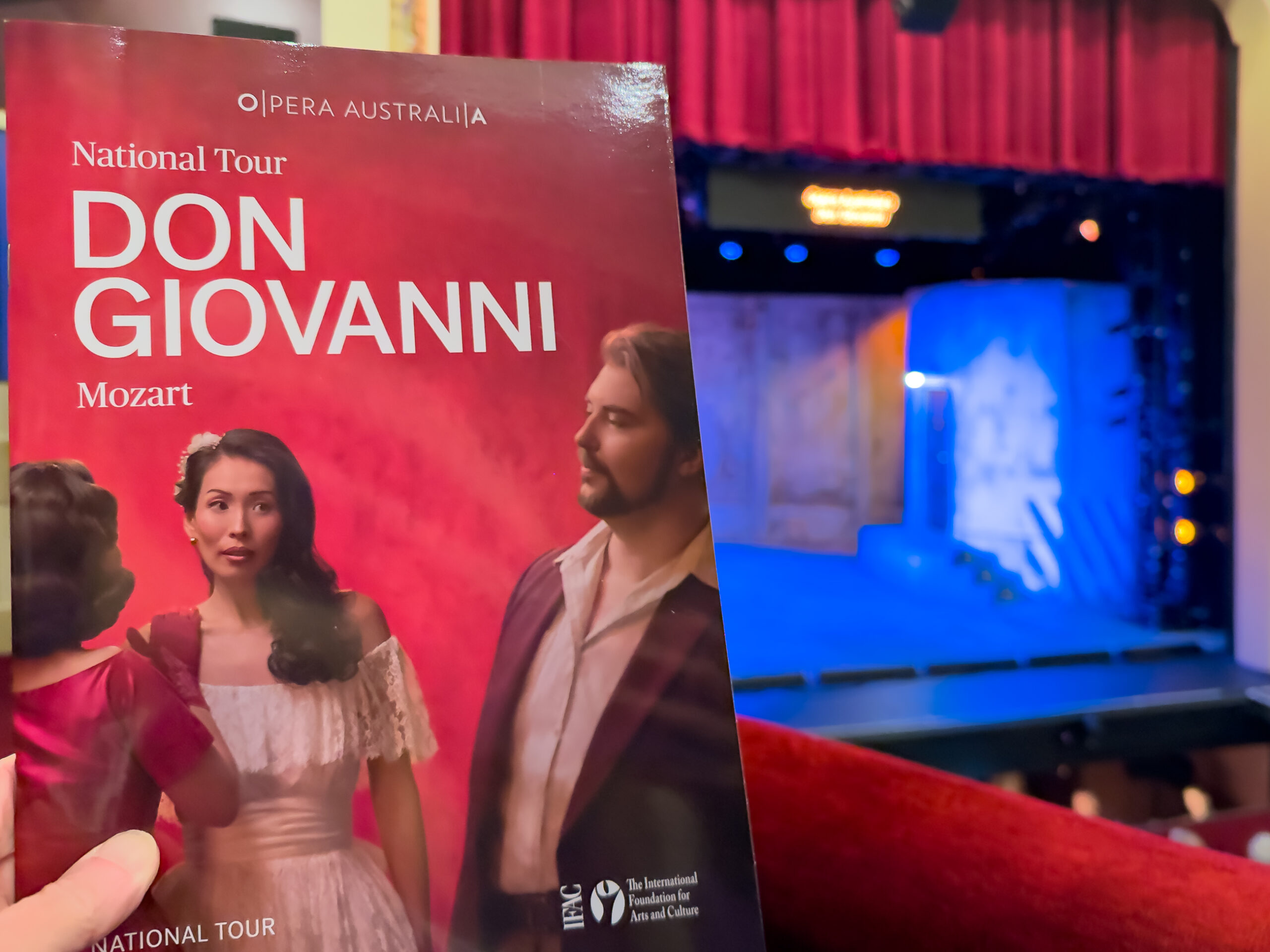 The program for the Opera Australia presentation of Don Giovanni held in front of the stage for the performance